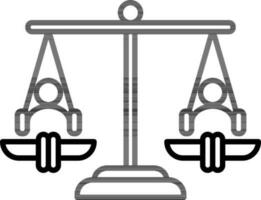 Gender Equality Scale Icon In Black Outline. vector