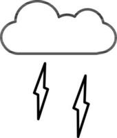 Lighting Bolt Cloud Icon in Thin Line Art. vector