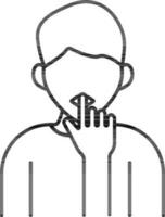 Keep Silent Man icon in black outline. vector