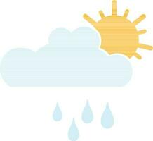 Illustration of coud with sun and rain drop. vector