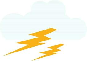 Flat icon of cloud with thunder lighting. vector