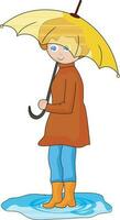 Cute little girl under an umbrella. vector