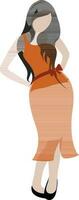 joven niña vistiendo naranja vestido. vector
