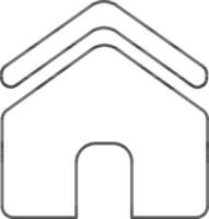 Black line art illustration of a home in flat style. vector