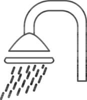 Flat style shower in black line art. vector