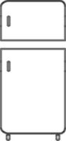 Black line art refrigerator in flat style. vector