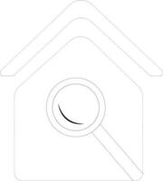 Isolated property search in black line art. vector