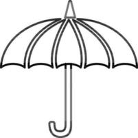 Isolated umbrella in black line art. vector