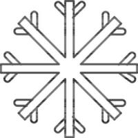 Black line art illustration of a snowflake. vector