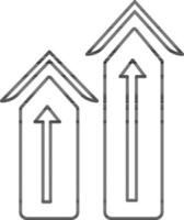 Growth graph in black line art. vector