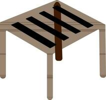 Brown and black stool in flat style. vector