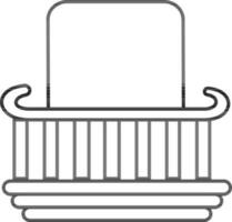 Black line art illustration of a balcony. vector