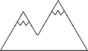 Snowy Mountain Icon In Black Outline. vector