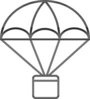 Hot Air Balloon Icon In Black Line Art. vector