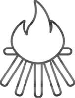 Bonfire Icon In Thin Line Art. vector