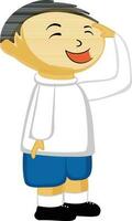 Cartoon character of a boy in school uniform. vector