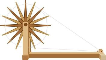 Illustration of wooden spinning wheel. vector