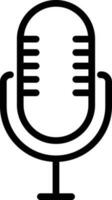 Retro Microphone Line Art Icon on White Background. vector