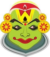 Beautiful kathakali dancer face. vector