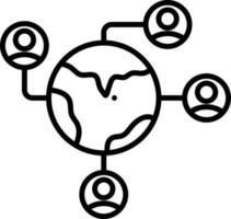 Global User Connection Icon In Thin Line Art. vector