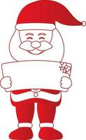 Cartoon Santa Claus Showing Gift Card Or Box Icon in Red And White Color. vector