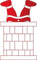 Illustration Of Santa Going Down Chimney Icon in Red And White Color. vector