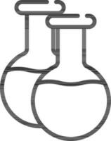 Two Round Bottom Flask Icon In Black Outline. vector