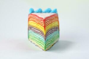 Rainbow crepe layer cake photo