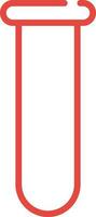 Isolated Test Tube Icon In Red Thin Line Art. vector