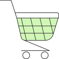 Shopping Cart Icon In Green And White Color. vector