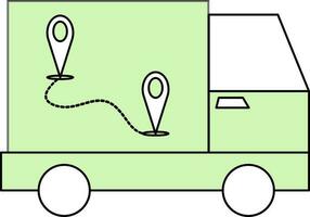 Tracking Delivery Truck Icon In Green And White Color. vector