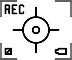 Black Outline Recording Screen Icon In Flat Style. vector