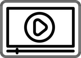 Video Play Screen Icon In Black Outline. vector