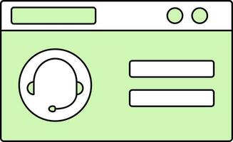 Online Customer Service Icon In White And Green Color. vector