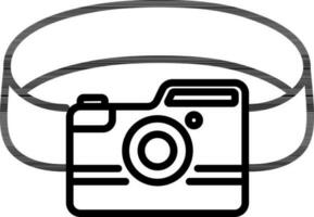 Photo Camera Icon In Thin Line Art. vector