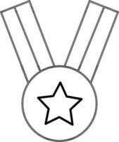 Star Medal Icon in Black Line Art. vector