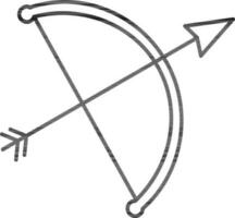 Bow with Arrow Icon in Line Art. vector