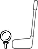 Thin Line Art Golf Stick with Ball Icon. vector