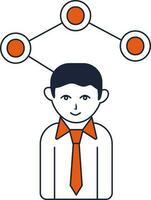 User Connection or Networking Icon in Blue and Orange color. vector