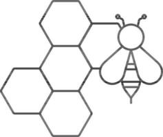 Honey Bee Net Icon In Thin Line Art. vector