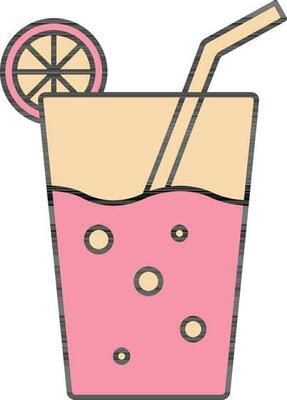 Lemonade Glass Icon In Pink And Peach Yellow Color.