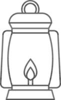 Oil Lantern Icon In Black Line Art. vector