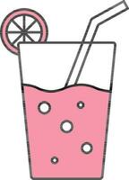 Lemonade Glass Icon In Pink And White Color. vector