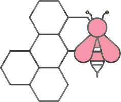 Honey Bee Net Icon In White And Pink Color. vector