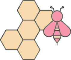 Honey Bee Net Icon In Peach Yellow And Pink Color. vector