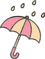 Flat Style Umbrella And Rain Icon. vector