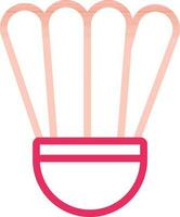 Pink Outline Color Shuttlecock Icon In Flat Style. vector