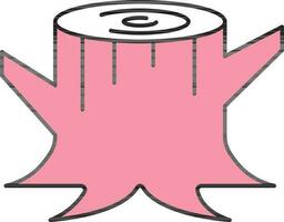 Tree Stump Icon In Pink And White Color. vector