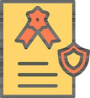 certificado icono o símbolo en amarillo y naranja color. vector
