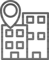 Linear Style Building Location Icon. vector